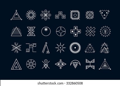 Set of geometric shapes. Trendy hipster icons and logotypes. Religion, philosophy, spirituality, occultism symbols collection