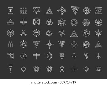 Set of geometric shapes. Trendy hipster icons and logotypes. Religion, philosophy, spirituality, occultism symbols collection