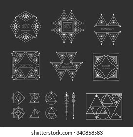 Set of geometric shapes. Trendy hipster icons and logotypes. Religion, philosophy, spirituality, occultism symbols collection