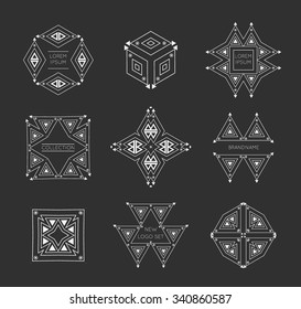 Set of geometric shapes. Trendy hipster icons and logotypes. Religion, philosophy, spirituality, occultism symbols collection