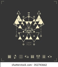 Set of geometric shapes. Trendy hipster icons and logotypes. Religion, philosophy, spirituality, occultism symbols collection