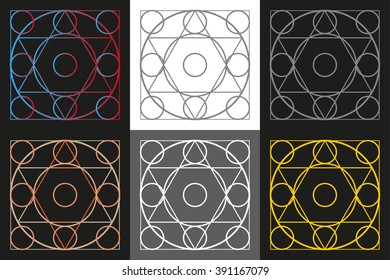 Set of geometric shapes. Trendy hipster symbols. Religion, philosophy, spirituality, occultism symbols collection. 