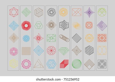 Set of geometric shapes. Trendy hipster background and logotypes. Religion, philosophy, spirituality, occultism symbols collection