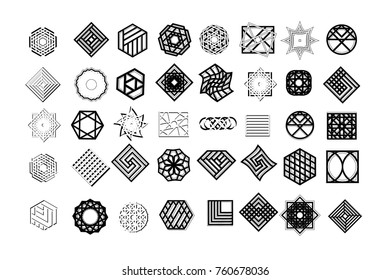 Set of geometric shapes. Trendy hipster background and logotypes. Religion, philosophy, spirituality, occultism symbols collection