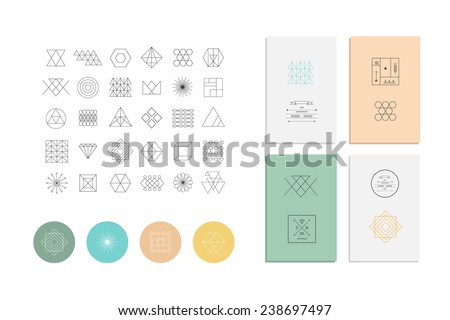 Set of geometric shapes. Trendy hipster retro backgrounds and logotypes.
