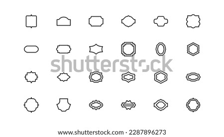 Set of geometric shapes in trendy retro style.  Modern minimalist arch frame with sparkles. Trendy design elements for banners, social media, poster design, packaging.
