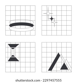 Satz geometrischer Formen im trendigen Stil. Vektorgrafik für Webdesign, Poster, Social Media, etc.	