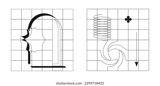 Set of geometric shapes in trendy style. Vector illustration for web design, posters, social media, etc.