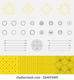 Set Of Geometric Shapes, Triangle, Circle, Pattern, Line Design, Vector 
