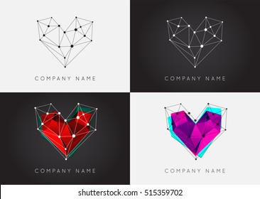 Set of Geometric Shapes Unusual and Abstract. Vector Logo. Polygonal Colorful Logotypes.