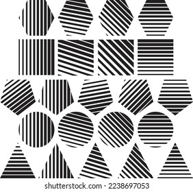 set of geometric shapes in vector. Execution of tapes and lines strips