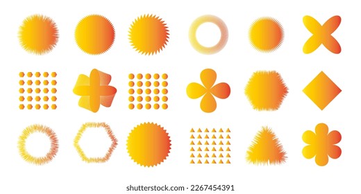 A set of geometric shapes for web design, posters, clothes, covers. Universal elements and shapes. Set of geometry elements. Modern shapes set. Memphis design, retro style