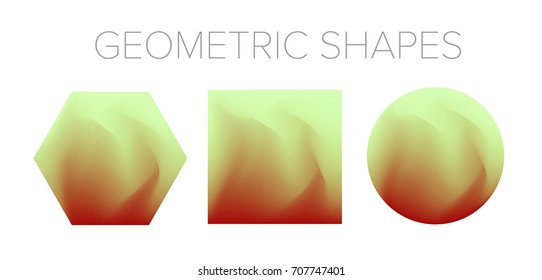 Set of geometric shapes with yellow and red gradient. Template for logo, frame, design.