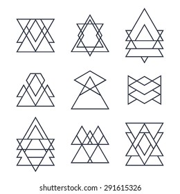 Set of geometric shapes for your design. Trendy hipster logotypes for business cards. Vector illustration
