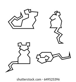 Set of geometric silhouettes of rattus