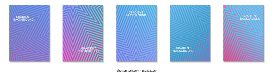 Conjunto de plantillas geométricas simples y mínimas de portada en colores degradados y medio tono. Colección de formas y formas geométricas. Ilustración de material vector eps10
