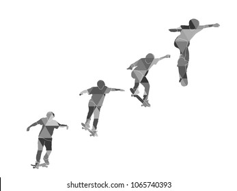 set of geometric skateboarder on white background