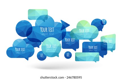 Set Of Geometric Speaking Bubble. Use For Card, Poster, Banner, Web Design. Easy To Edit. Vector Illustration.