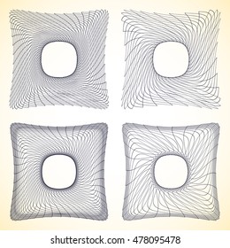 Set of geometric square elements with intersecting lines