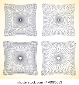 Set of geometric square elements with intersecting lines