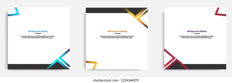 Set of geometric square social media banner layout, product background backdrop display for ads commerce sale template in gradient color. Vector design illustration
