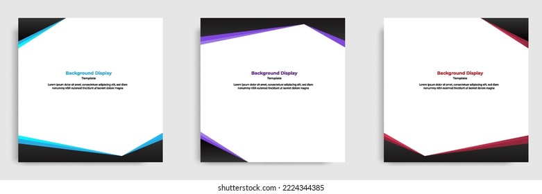 Set of geometric square social media banner layout, product background backdrop display for ads commerce sale template in gradient color. Vector design illustration