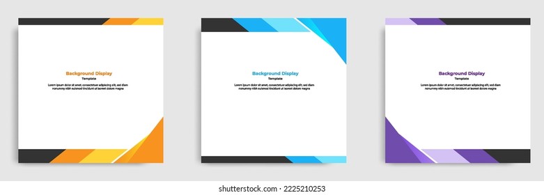 Set of geometric square social media banner layout, product background backdrop display for ads commerce sale template in gradient color. Vector design illustration