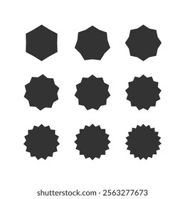 Set of geometric starburst symbols or price sale sticker isolated vector illustration on white background.
