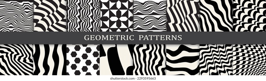 Set of geometric stripes patterns. Abstract geometric graphic design stripes pattern. Seamless geometric stripes pattern.