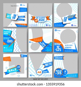 Set of Geometric Style Abstract Templates for Social Media. Cover Business Design Layouts for Print or Web Fashion Advertising. New Collection, Sale, Special Offer. Vector Illustration. Square Banner.