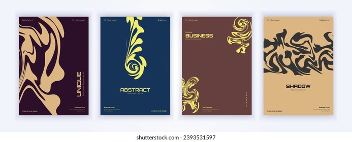 a set of geometric style business covers with various creative abstract shapes