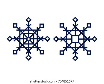 A set of geometric symmetrical snowflakes