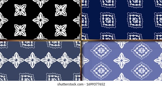 Satz geometrischer Textil-Ornament nahtlose Muster orientalische fette Stoffdruck. Blumenmuster