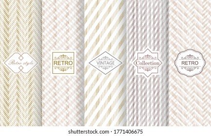 Set of geometric textures with trendy modern  labels. Shabby chic striped. Vector illustration vintage design. 
