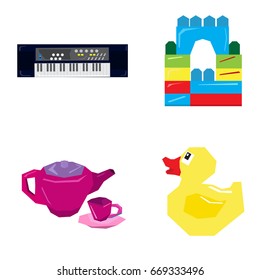 Set of geometric toys on a white background, Vector illustration