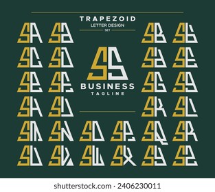 Satz geometrischer trapezider Buchstaben S SS Logo Design