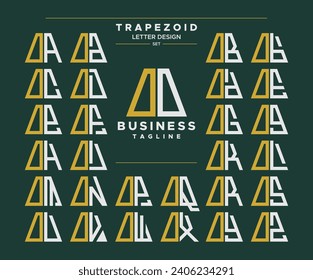 Set of geometric trapezoid shape letter O OO logo, number 0 00 design