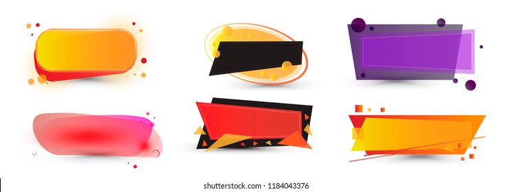 Set of geometric vector banners. Glossy plastic material style. Price Sale labels. Sale banner layout design.