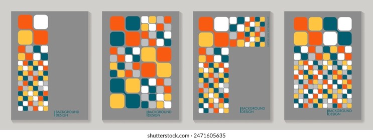 Set of geometric vector pattern minimal posters. Trendy colorful pattern background for cover design, poster, flyer, cards, catalog, brochure and interior.