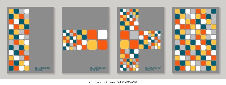 Set of geometric vector pattern minimal posters. Trendy colorful pattern background for cover design, poster, flyer, cards, catalog, brochure and interior.