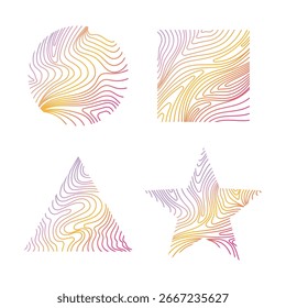 A set of geometric vector shapes from abstract gradient lines