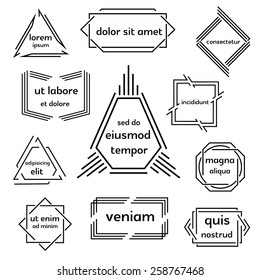 Set of geometric vintage labels with place for text.