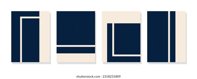 Set of geometric wall art elements with striped lines in a classic trendy style on a medieval colored background. Perfect for wall hangings, art prints, postcards, posters, and brochure covers.