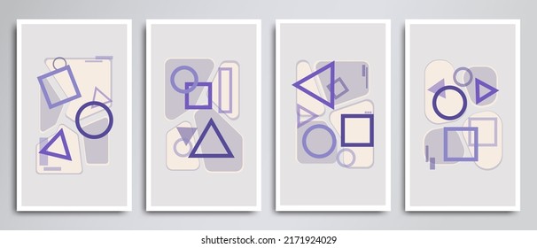 Set of geometric wall art vectors. Various forms and variations describe the art of geometry. Geometry Art Design for minimal and Unique prints, covers, wallpapers, wall art. Vector illustration.