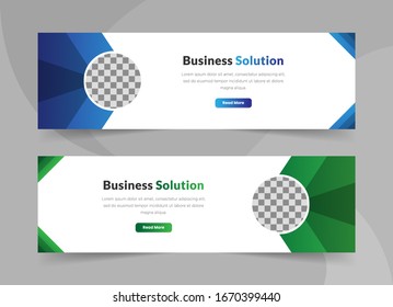 Set of Geometric Web Banner Set Template with Blue and Green Colors Gradient.