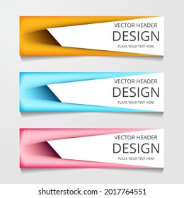 set geometric website header web banner vector illustration