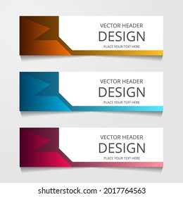 set geometric website header web banner vector illustration