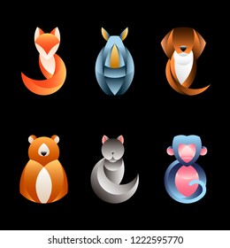 Set of geometrical animal design vectors