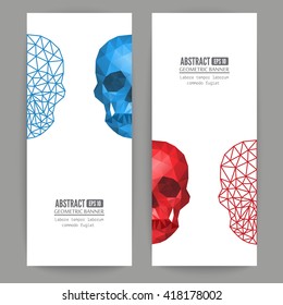 Set geometrical banners with skulls . Vector illustration