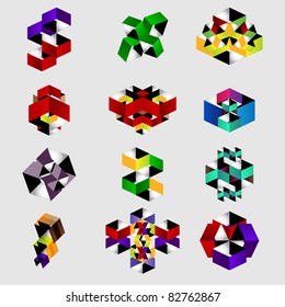 Set geometrical  compositions. Colorful vector icons.